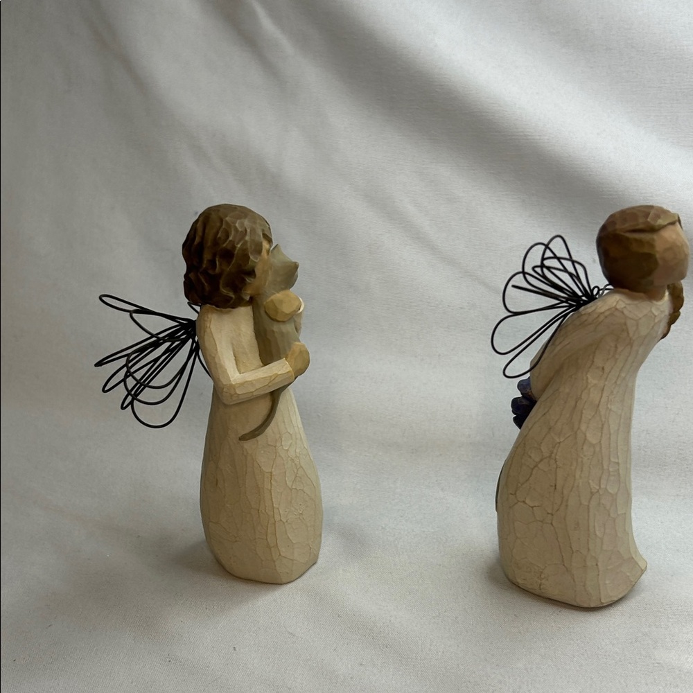 Willow Tree Angel Sculptures with Cat and Flowers 5" - Picture 4 of 6